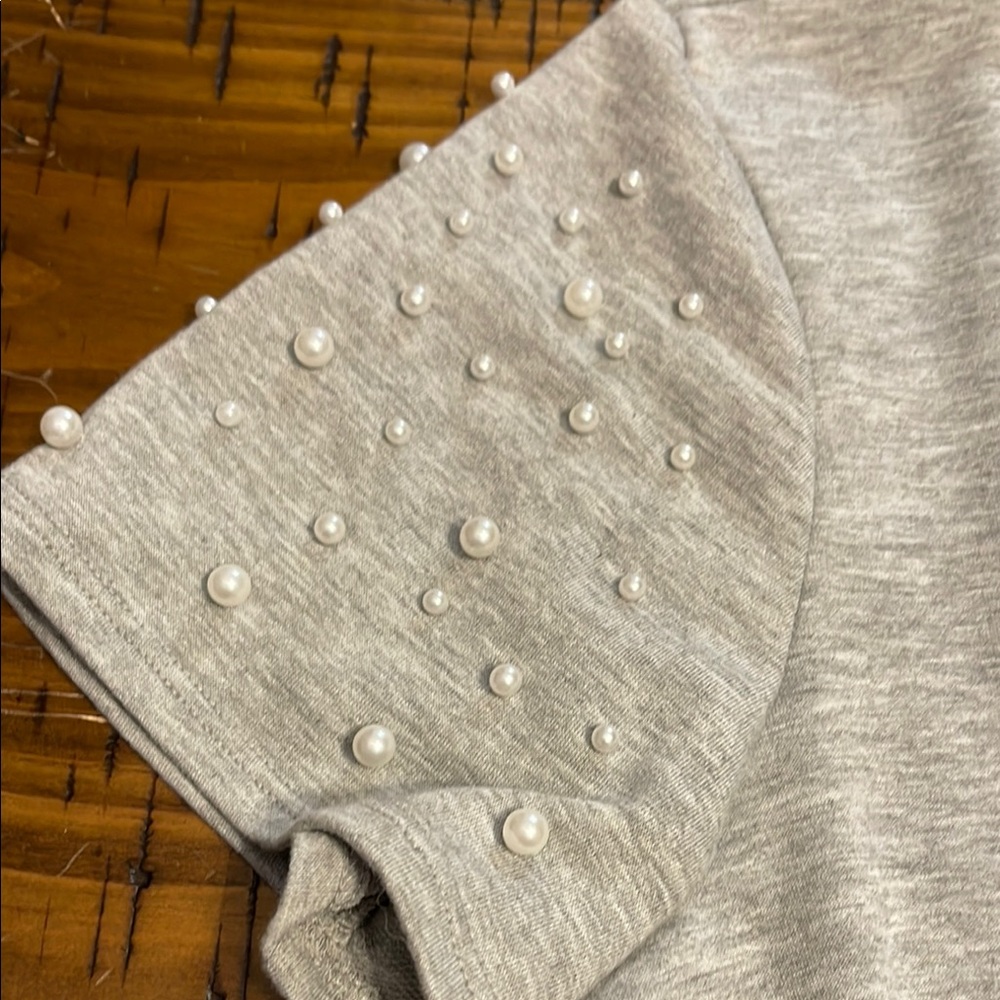 Gray Embellished Tie Front Short Sleeve Tee - Picture 3 of 3
